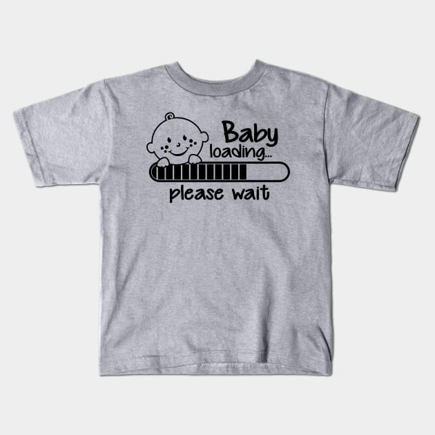 Baby loading... please wait Kids T-Shirt by Cheesybee